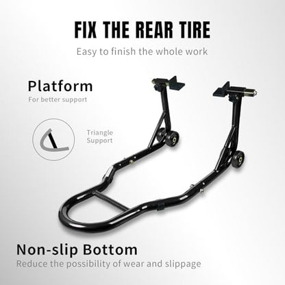 Motorcycle Stand Lift, Universal Paddock Lift Stand, 1100lbs Front Rear Combo Stand Lift Stand, Rear U+L Fork Swingarm Spool Stand 2-Pack Black - color: Black-2 packs