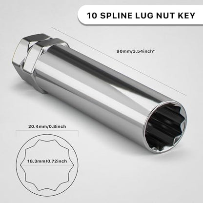 White Knight 3800A10 Ten Spline Key Adapter to Unlock 20mm Outside Diameter 10 Spline Lug Nuts - Fits 3/4" & 13/16" Hex Wrench - size: 3/4" & 13/16" Hex, style: 10 Spline