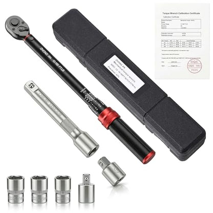 1/2" Drive Click Torque Wrench,10-160 FT.lb,±3% Precision 72-Tooth Dual Direction Dual Range Scale, for Car Bike Moto Repair
