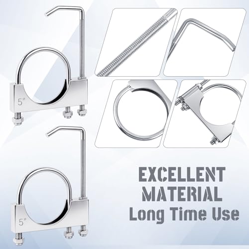 4 Pcs 5 Inch Exhaust Clamp with Hanger, Universal Muffler - size: 5 Inch
