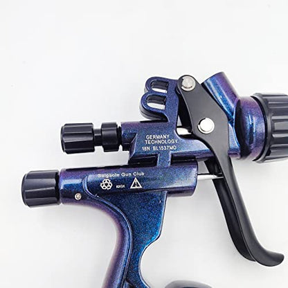 HVLP 6800B spray gun 1.3mm with no wash cup and adapter car spayer painting tool spray air paint gun airbrush low pressure 260L/MIn (Blue)