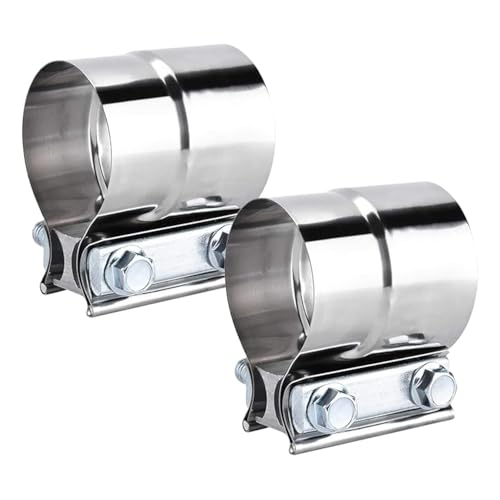 3.0 Inch Exhaust Clamps,DecoHongDi Lap Joint Exhaust Band Muffler Pipe Repair 304 Stainless Steel 2 Packs - size: 3.0 inches