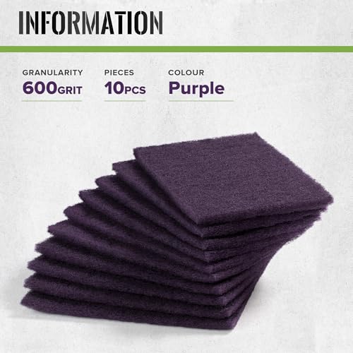 6” x 9” Purple 600 Grit Scuff Pads for Paint Prep, Pack of 10, General Purpose Scuff Pads for Scuffing,Sanding,Scouring,Surface Adhesion Preparation - style: 600 Grit-Purple
