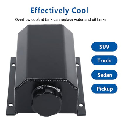 LokoCar Radiator Coolant Overflow Recover Tank 2L Universal Aluminum Black - color: Black, size: 2 Litres