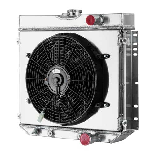 4 Core Radiator&Fan Shroud kit for 63-70 Ford Mustang Fairlane Mercury Cougar, 20" W Core Aluminum Cooling Radiators with 16‘’ Electric Fan