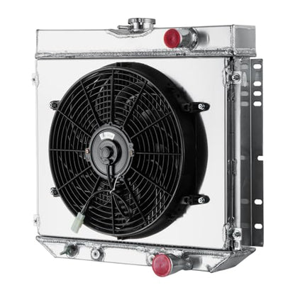4 Core Radiator&Fan Shroud kit for 63-70 Ford Mustang Fairlane Mercury Cougar, 20" W Core Aluminum Cooling Radiators with 16‘’ Electric Fan
