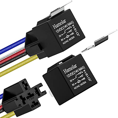 2 Pack 12V 40/30 Amp Car Relay DC 5 Pin SPDT and Harness - Heavy Duty 12 AWG Copper Wires Relays Kit for Automotive Truck Motorcycle Boat