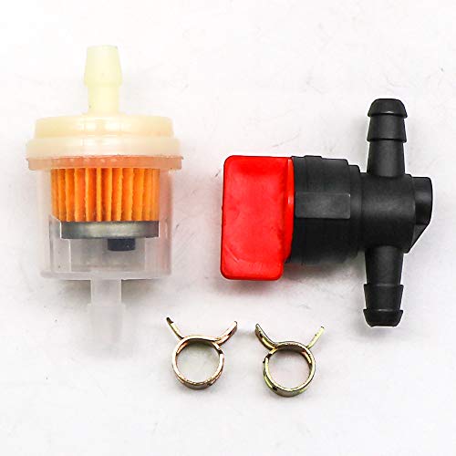 KIPA 1/4" In Line Fuel Gas Filter Shut Cut Off Valve Clamp For 494768 697947 698183 John Deere AM36141 AM107340 49019-7001 lawn mower Pack-10