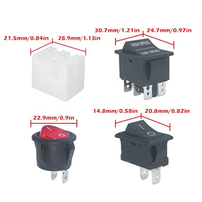 14PCS Set of Switch Kit for Power Wheels Kid's Ride on Toys Replacement Parts, Foot Pedal/Forward Stop Backward Shift/Push Button Power Supply/Reverse Handle Gear/High&Low Speed/Charging Port/Fuse
