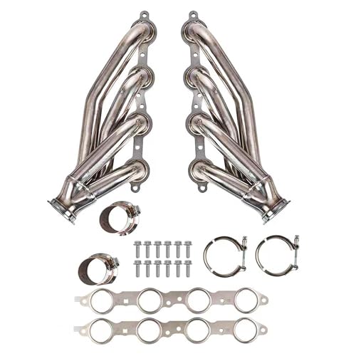 LS Swap Shorty Exhaust Headers V-Band Collectors with MLS Steel Gaskets and LS Header Bolts 304 Stainless Steel For LS Engine Swaps Only Fits 4.8L 5.3L 6.0L 6.2L LS1 LS2 LS3 LS6