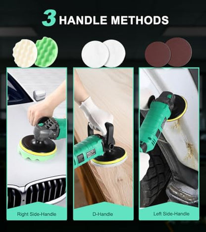 ZOTA Buffer Polisher, 1600W 7 Inch/6 Inch Pure Copper Motor Car Buffers and Polishers Kit, 7 Variable Speeds 1000-3500 RPM Car Polishers and Buffers, Ultra-long Cord for Car Boat Polishing Waxing.