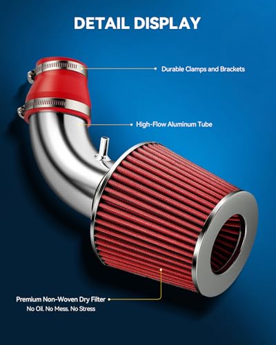 PHILTOP Cold Air Intake Red Tube Compatible With 2001-2009 PT Cruiser 2.4L Naturally Aspirated, Red - color: Red, size: 2001-2009 PT Cruiser 2.4L Naturally Aspirated