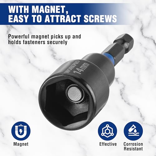 WORKPRO 12 PCS Magnetic Nut Driver Set, Premium Impact Power Hex Nut Driver - size: 12PCS Magnetic Nut Driver Set
