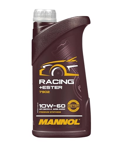MANNOL 7902 Racing + Ester 10W-60 Engine Oil, Car Oil API SN, 1L