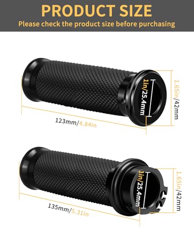 Motorcycle Black Hand Grips 1 Inch Handlebar Grips Universal Compatible for Harley Honda Kawasaki Suzuki Yamaha Bobber Chopper Cafe Racer
