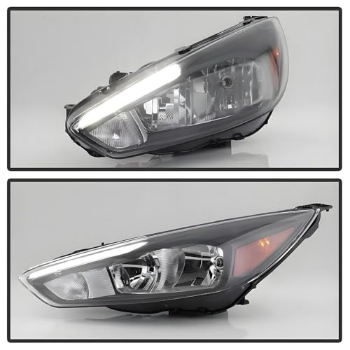 Headlights Assembly w/LED DRL For 2015-2018 Ford Focus MK3 Black Left+Right - color: For 2015-2018 Focus
