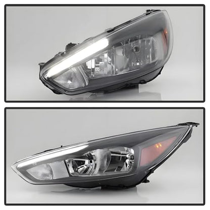 Headlights Assembly w/LED DRL For 2015-2018 Ford Focus MK3 Black Left+Right - color: For 2015-2018 Focus