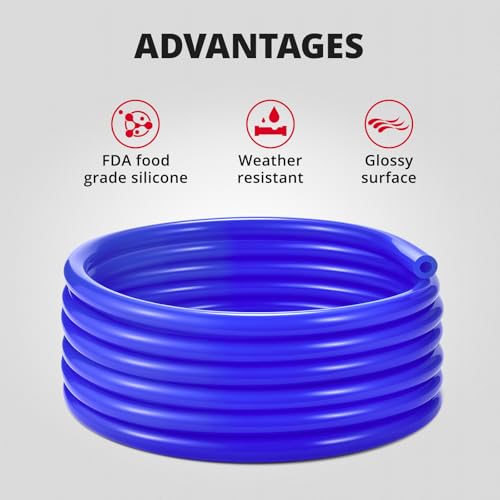 EVIL ENERGY 1/4 Silicone Vacuum Tubing Hose Line 10FT 130PSI Max Pressure Blue (6mm ID) - color: Blue, size: 1/4 10FT