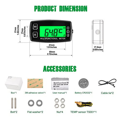 YOOREAL Digital Water Temperature Gauge Meter,Gasoline Engine Tachometer - size: TS001