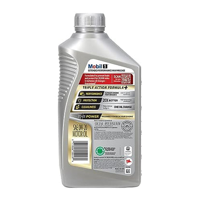 Mobil 1 Extended Performance High Mileage Full Synthetic Oil 0W-20 (6 Pack) - size: 1 Quart (Pack of 6)