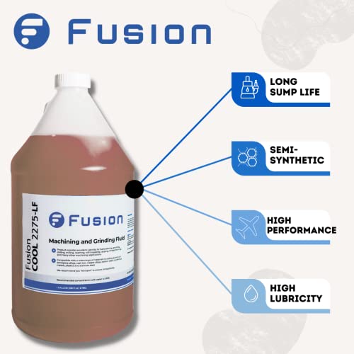 Machining Fluid with Low Foam by Fusion Chemical | Fusion Cool 2275 LF | General Purpose Coolant with Exceptional Low Odor, High-Lubricity | Semi-Synthetic | Microemulsion (1 Gallon) - size: 1 Gallon