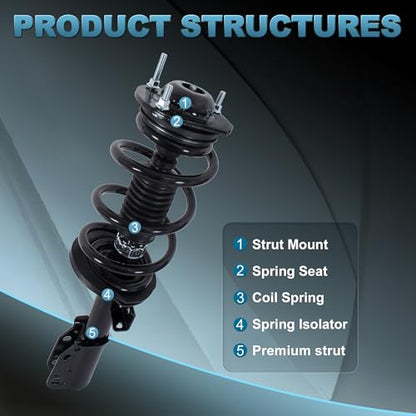 Front and Rear Struts Complete Assembly Compatible with 2009-2012 Chevy - size: 172518
