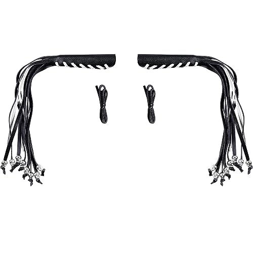 2 PCS Faux Leather Motorcycle Lever Covers with Fringes, Brake & Clutch Grip Tassels, Skull Design - color: Black & White Laces*1 & Black Laces*1