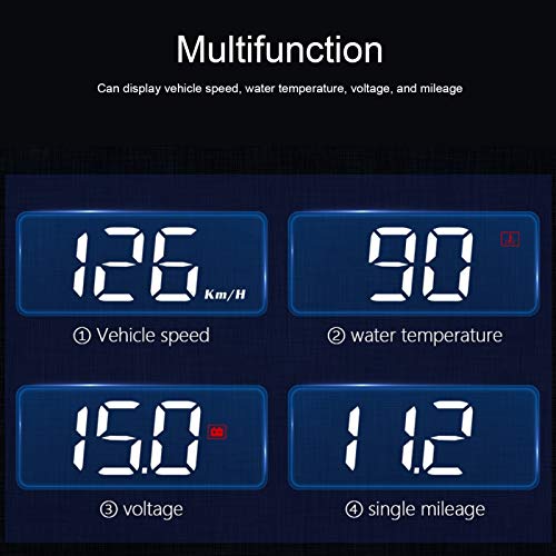 OBD2 HUD Multi Function Gauge with Alarm, Multifunctional Digital Speedometer Reminder Driving Reminder, Auto Dimming Sensor for Speed, Temperature, Voltage