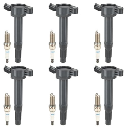6pcs UF487 Ignition Coil Packs and Spark Plugs Compatible with Toyota Sienna Avalon Camry Highlander RAV4, Lexus RX350 IS350 ES350, V6 2.5L 3.0L 3.5L, Replaces 90919-02255