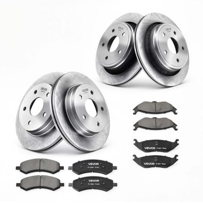 VEVOR Front & Rear Brake Kit Ceramic Brake Pads & Hollow Brake Rotors Kit - size: R-53005 + R-53006