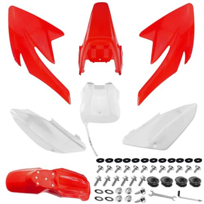 PRO BAT 7 PCs Plastic Fender Fairing Kit - color: Red&White Plastic Fender Kit