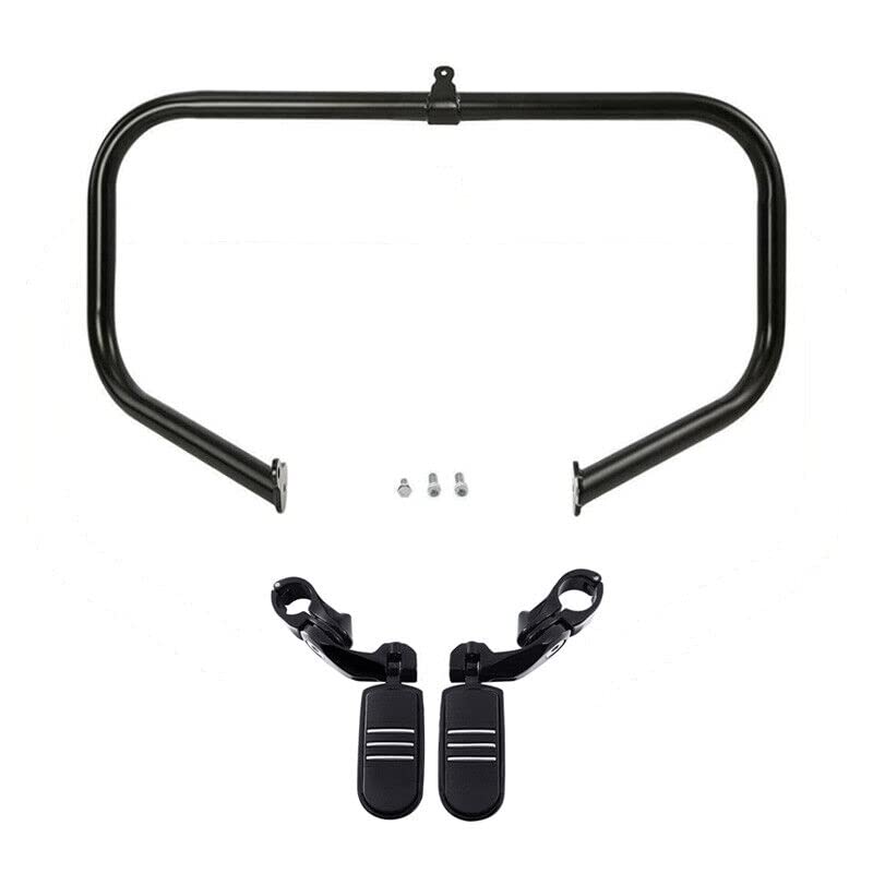 TCT-MOTORPARTS 1 1/4" Black Highway Engine Crash Bar Footpegs Fit For Harley Touring Street Electra Glide Ultra FLHT FLHX FLHR Road King 2009-2024 - color: Black Engine Crash Bar+Footpegs #3