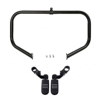 TCT-MOTORPARTS 1 1/4" Black Highway Engine Crash Bar Footpegs Fit For Harley Touring Street Electra Glide Ultra FLHT FLHX FLHR Road King 2009-2024 - color: Black Engine Crash Bar+Footpegs #3