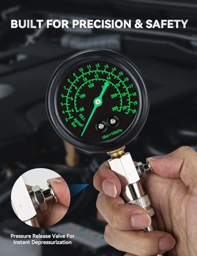 AUTOWN Professional Compression Tester Kit with Fluorescent Gauge – 300 PSI Triple-Scale, 2 Spark Plug Testers, 13-Piece Set for Car, Truck, ATV & Small Gas Engines