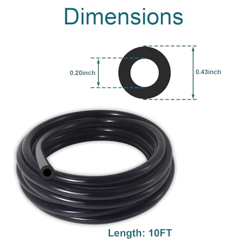 Vacuum Hose Automotive, 10 FT 3/16 Inch ID Vacuum Line - size: 3/16" (5mm) - 10FT with 10 Clamps