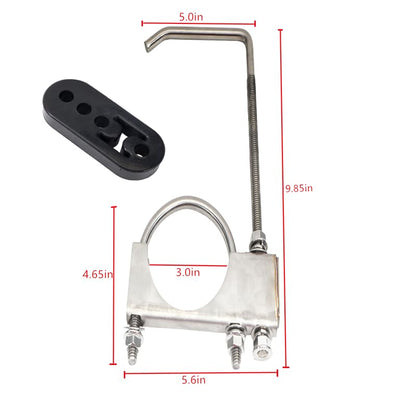 4 Holes Exhaust Rubber Hanger & 3" Exhaust Clamp with Hanger - size: 1Pcs 3.0 Inch