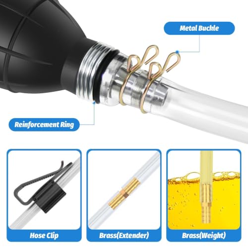 Gasoline Siphon Hose, Gas Oil Water Fuel Transfer Siphon Pump, Portable Widely Use Hand Fuel Pump, Fuel Transfer Pump with PVC Hoses (Black) - color: 15mm( 1 Pack) of Black