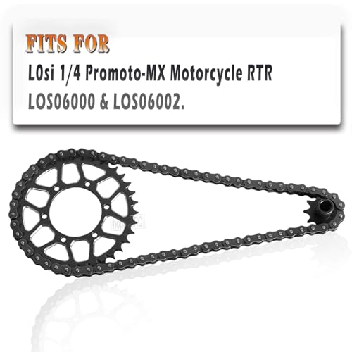 Upgrades Parts Aluminum 7075 Rear Hub Chain Sprocket 36T Gears&Manganese Steel Roller Chain&10T Steel Front Sprocket for L0SI 1/4 Promoto-MX Motorcycle RTR FXR(los06000)(los06002),Black - color: Black/(Losi 1/4)