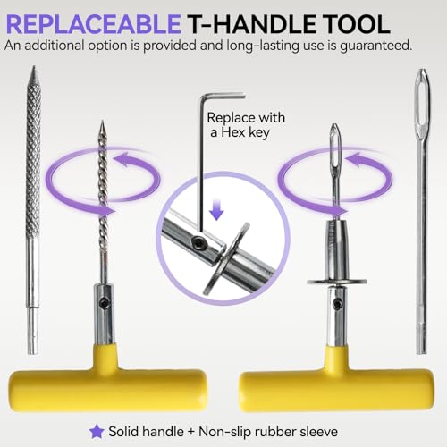 AUTOXBERT 93 PCs Car Tire Flat Repair Kit with Plugs Heavy Duty Professional, Universal Tire Plugs Kit for Flat Tires for ATV, Truck, Cars, Motorcycles, Tractor, Trailer, RVs, SUV, Off Road Vehicles - size: 93pcs Compact++kit