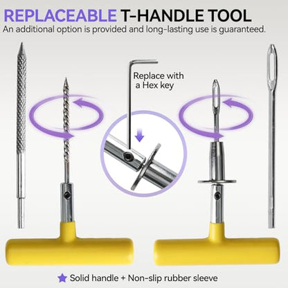 AUTOXBERT 93 PCs Car Tire Flat Repair Kit with Plugs Heavy Duty Professional, Universal Tire Plugs Kit for Flat Tires for ATV, Truck, Cars, Motorcycles, Tractor, Trailer, RVs, SUV, Off Road Vehicles - size: 93pcs Compact++kit
