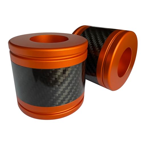 Motorcycle front and rear crash bar decorative wheels, engine crash bar sliders, and saddlebag crash bar decorative covers, CNC machined with embedded carbon fiber accents. (orange) - color: orange