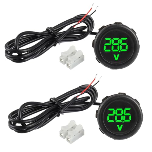 2 Pieces Waterproof DC 4V-100V Voltmeter Gauge (Green) - color: Green, size: Waterproof