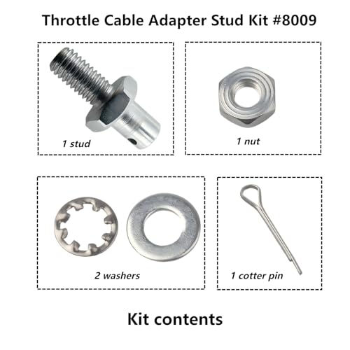 Throttle Cable Adapter Stud Kit #8009 for 1977-Later Chevrolet Steel-Built, Complete with Nut, Washers, and Cotter Pin