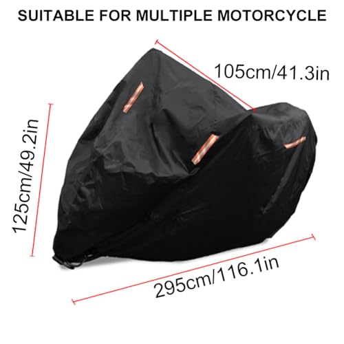 Waterproof Motorcycle Cover 190T 116 x 41 x 49 inches - size: 116 x 41 x 49 inches