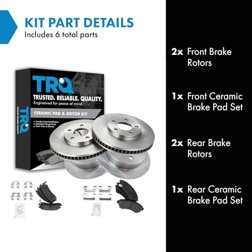 TRQ Front and Rear Brake Pad and Rotor Set Ceramic - style: BKA11170