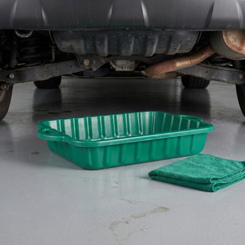 VOSAREA 2pcs 2-Gallon Oil Drain Pans, Green Automotive Catch Trays