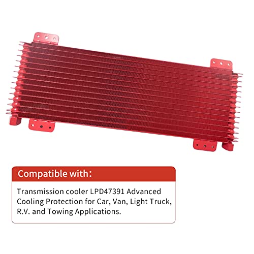 Low Pressure Drop Trans Cooler 40K Transmission Oil Cooler Kit 47391 Compatible with Heavy Duty 40,000 GVW Max including Mounting Hardware, Towing Applications and Advanced Cooling Protection LPD47391 - color: RED
