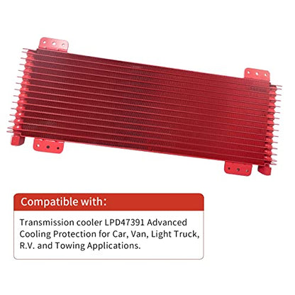 Low Pressure Drop Trans Cooler 40K Transmission Oil Cooler Kit 47391 Compatible with Heavy Duty 40,000 GVW Max including Mounting Hardware, Towing Applications and Advanced Cooling Protection LPD47391 - color: RED