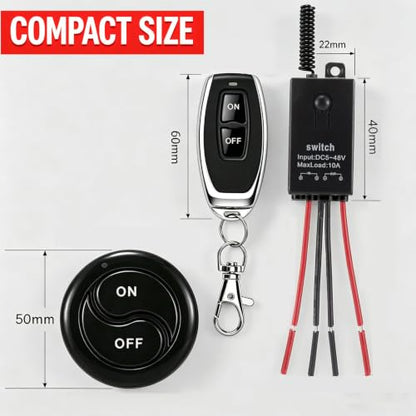 Mini Wireless Switch 12V,5V/12V/48V/10A Relay Remote Switch. - color: 5V-48V Mini Remote switch-10A