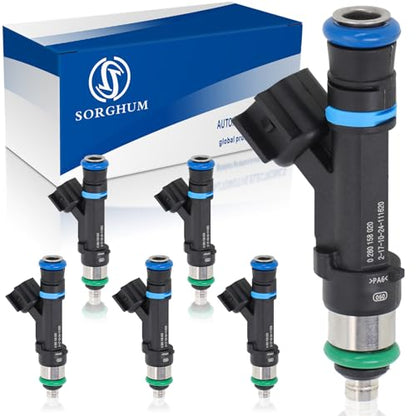 Sorghum Fuel Injectors Set of 6 Compatible with Jeep Grand Cherokee 2005-2010 Liberty Commander Dodge Dakota Durango Nitro Ram 1500 2004-2012 V6 3.7L Replace# 0280158020 53032701AA RL032701AA FJ474 - color: 280158020(Black)